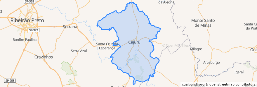 Mapa de ubicacion de Cajuru.