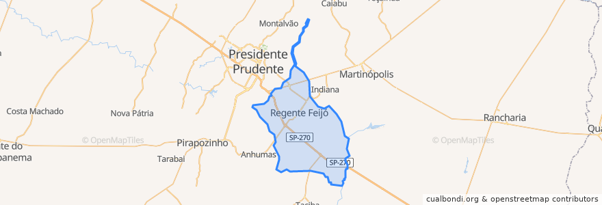 Mapa de ubicacion de Regente Feijó.