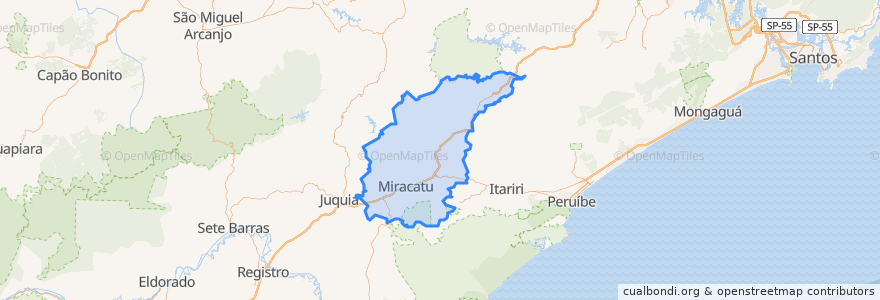 Mapa de ubicacion de Miracatu.