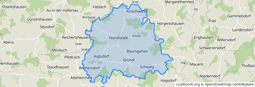 Mapa de ubicacion de Nandlstadt.