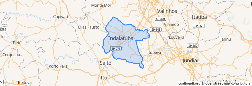 Mapa de ubicacion de Indaiatuba.