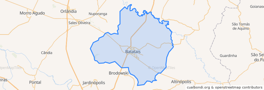 Mapa de ubicacion de Batatais.