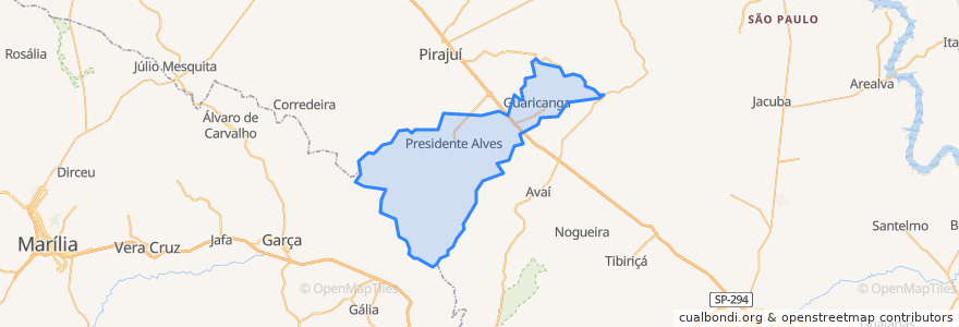 Mapa de ubicacion de Presidente Alves.