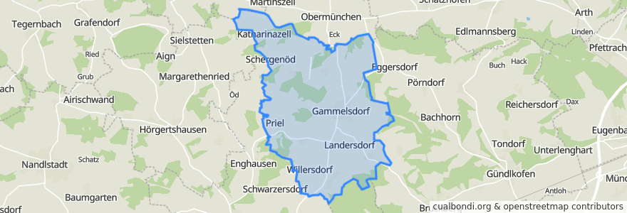 Mapa de ubicacion de Gammelsdorf.