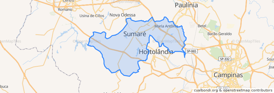 Mapa de ubicacion de Sumaré.