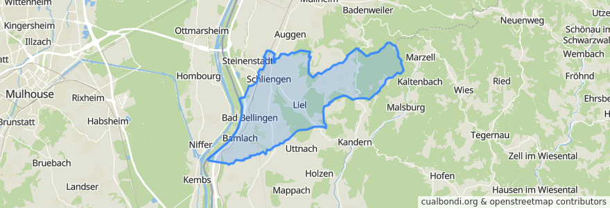 Mapa de ubicacion de Verwaltungsgemeinschaft Schliengen.