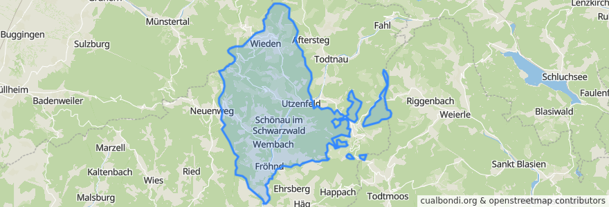 Mapa de ubicacion de Verwaltungsverband Schönau im Schwarzwald.