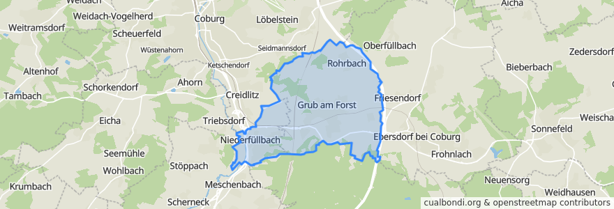 Mapa de ubicacion de Grub am Forst (VGem).