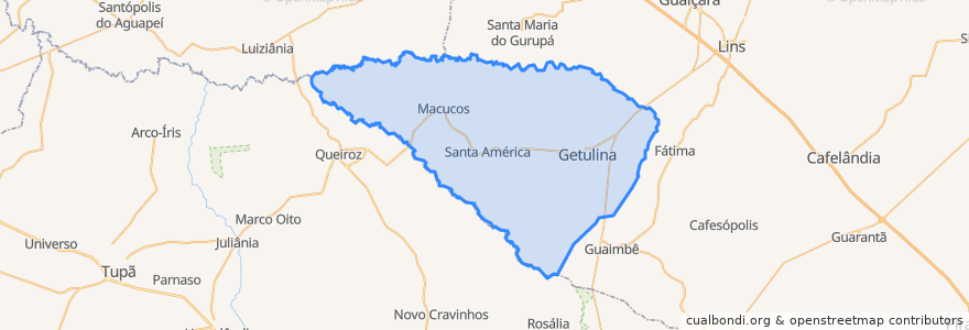 Mapa de ubicacion de Getulina.