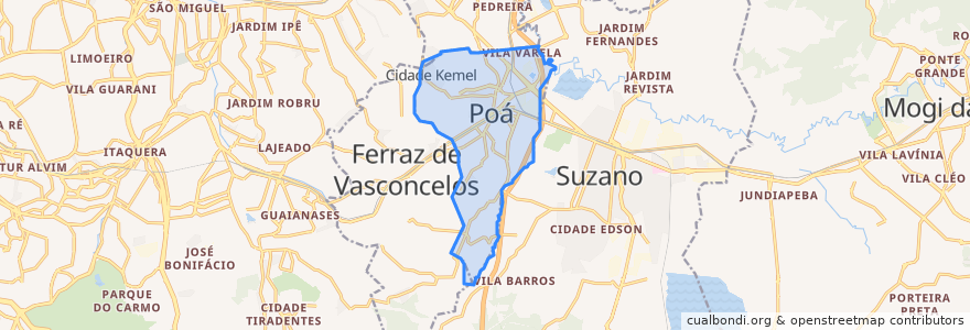 Mapa de ubicacion de Poá.