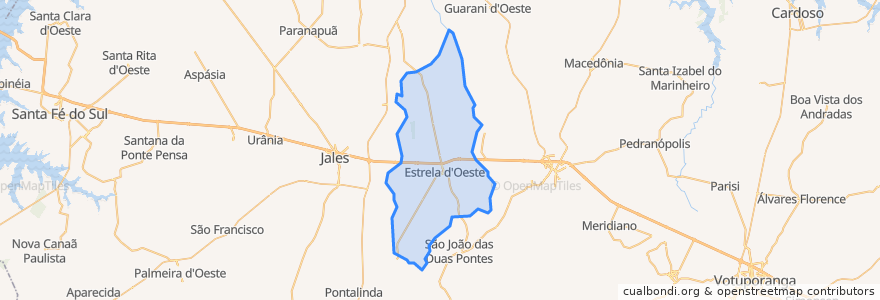 Mapa de ubicacion de Estrela d'Oeste.