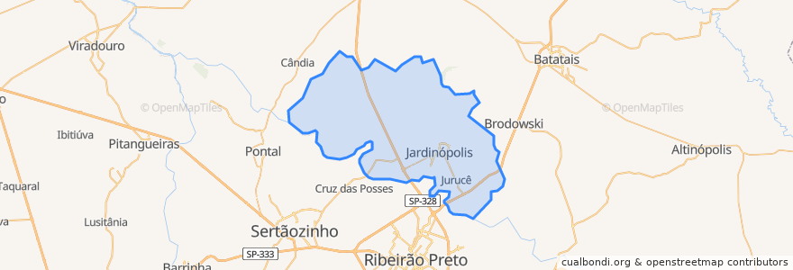 Mapa de ubicacion de Jardinópolis.