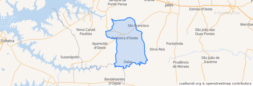 Mapa de ubicacion de Palmeira d'Oeste.