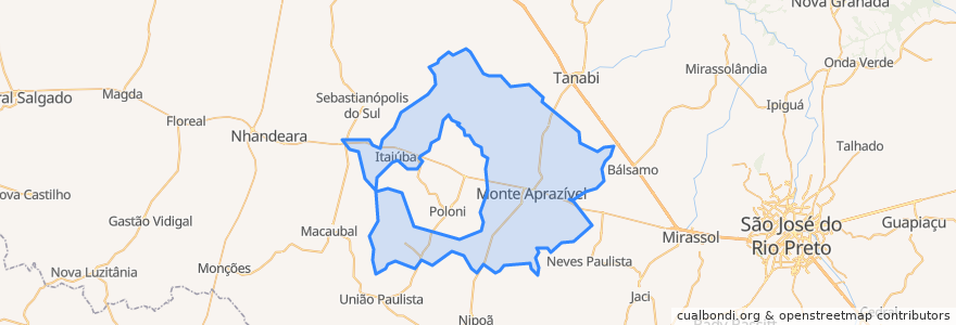 Mapa de ubicacion de Monte Aprazível.