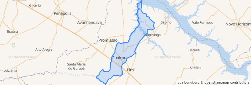 Mapa de ubicacion de Guaiçara.