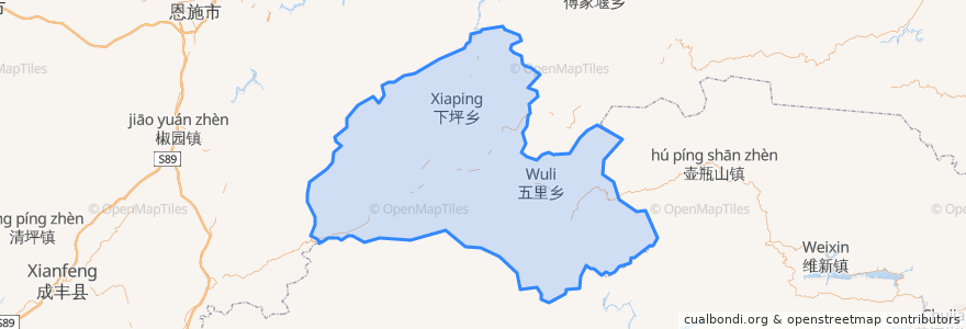 Mapa de ubicacion de 鹤峰县.