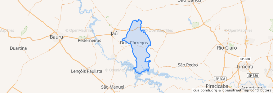 Mapa de ubicacion de Dois Córregos.