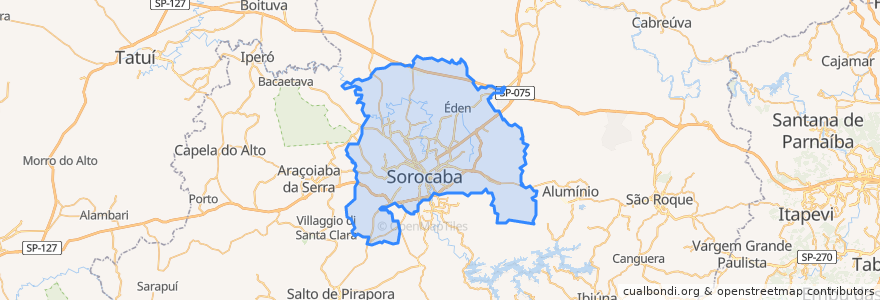 Mapa de ubicacion de Sorocaba.