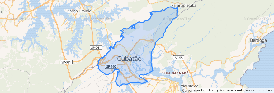 Mapa de ubicacion de Cubatão.