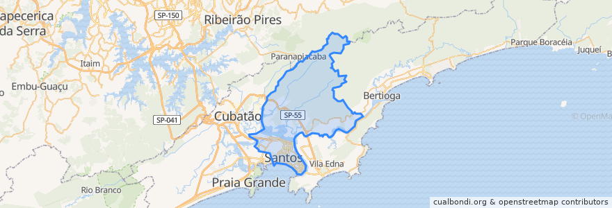 Mapa de ubicacion de Santos.