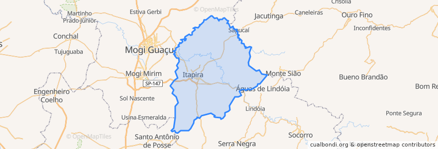 Mapa de ubicacion de Itapira.