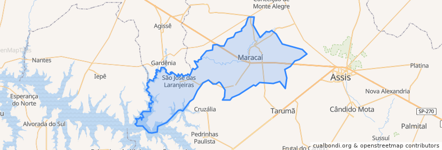 Mapa de ubicacion de Maracaí.