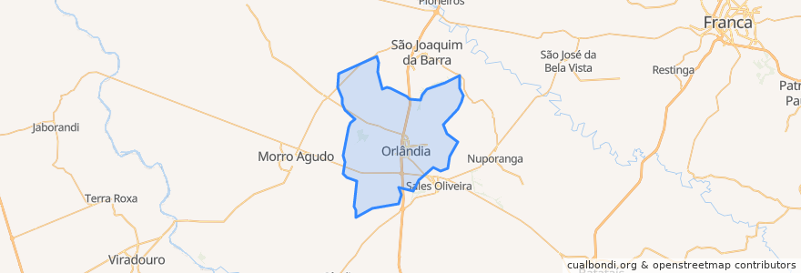 Mapa de ubicacion de Orlândia.