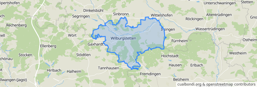 Mapa de ubicacion de Wilburgstetten (VGem).