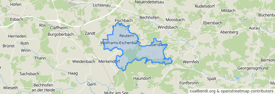 Mapa de ubicacion de Wolframs-Eschenbach (VGem).