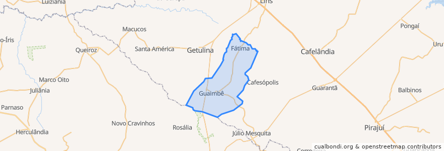 Mapa de ubicacion de Guaimbê.