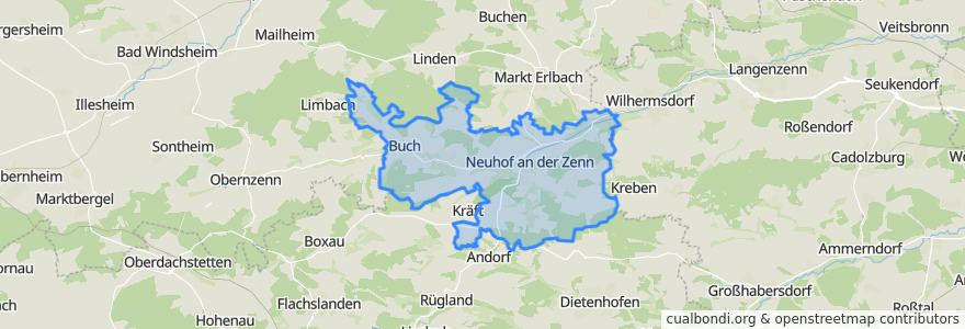 Mapa de ubicacion de Neuhof an der Zenn (VGem).