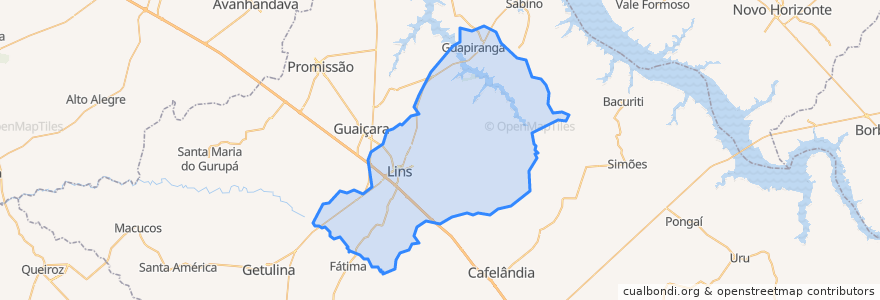 Mapa de ubicacion de Lins.