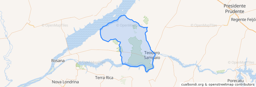 Mapa de ubicacion de Teodoro Sampaio.