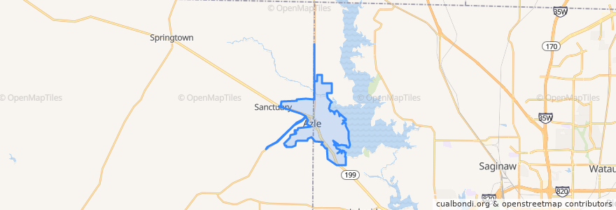 Mapa de ubicacion de Azle.