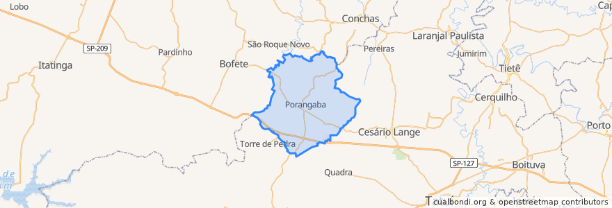 Mapa de ubicacion de Porangaba.