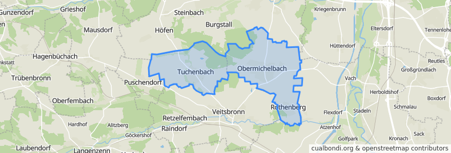 Mapa de ubicacion de Obermichelbach-Tuchenbach (VGem).