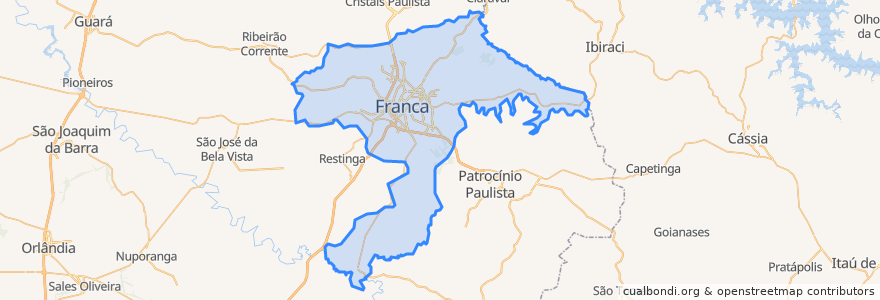 Mapa de ubicacion de Franca.