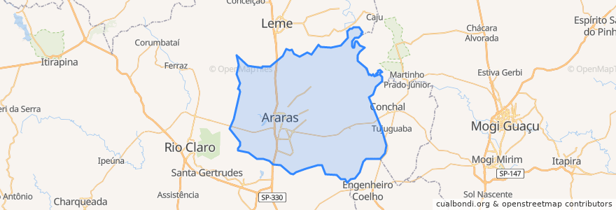 Mapa de ubicacion de Araras.