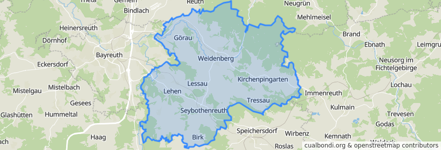 Mapa de ubicacion de Weidenberg (VGem).