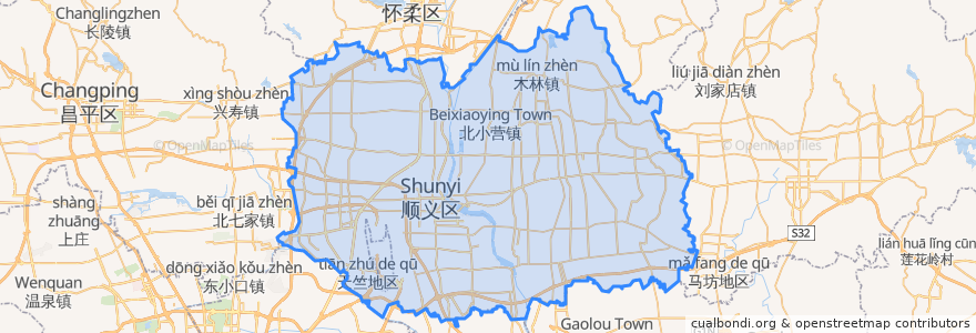 Mapa de ubicacion de Shunyi District.