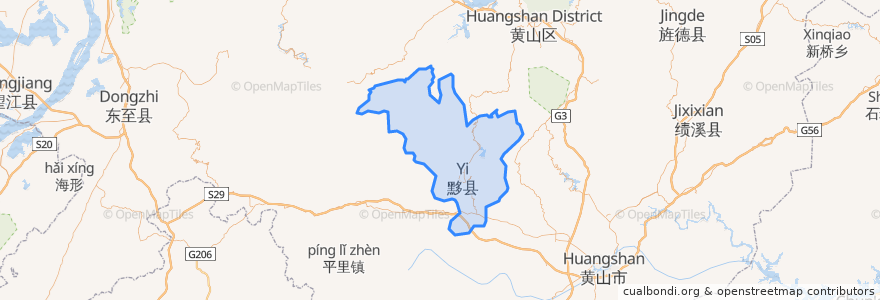 Mapa de ubicacion de Xian de Yi.