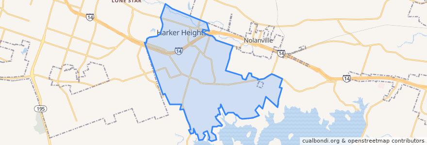 Mapa de ubicacion de Harker Heights.