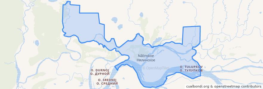 Mapa de ubicacion de сельское поселение Нялинское.