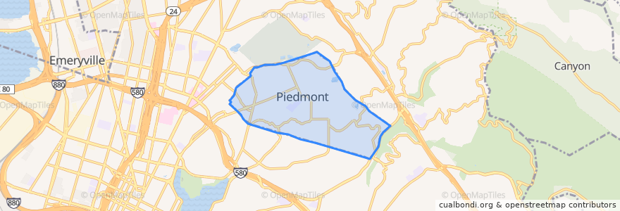 Mapa de ubicacion de Piedmont.