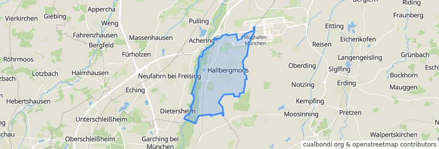 Mapa de ubicacion de Hallbergmoos.