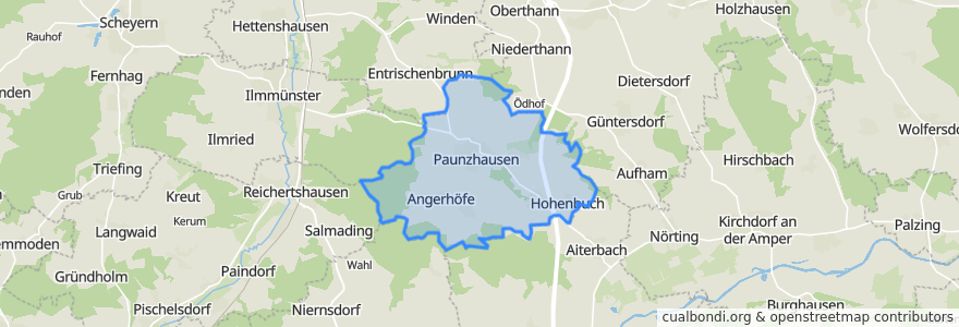 Mapa de ubicacion de Paunzhausen.