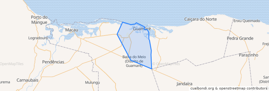 Mapa de ubicacion de Guamaré.