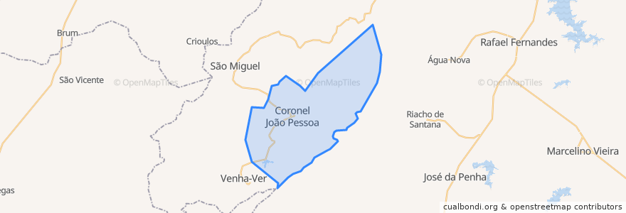 Mapa de ubicacion de Coronel João Pessoa.