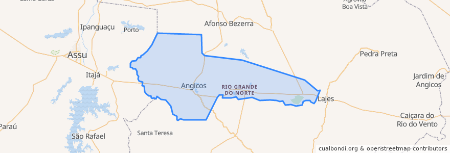 Mapa de ubicacion de Angicos.