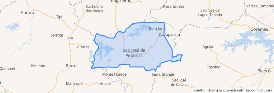 Mapa de ubicacion de São José de Piranhas.